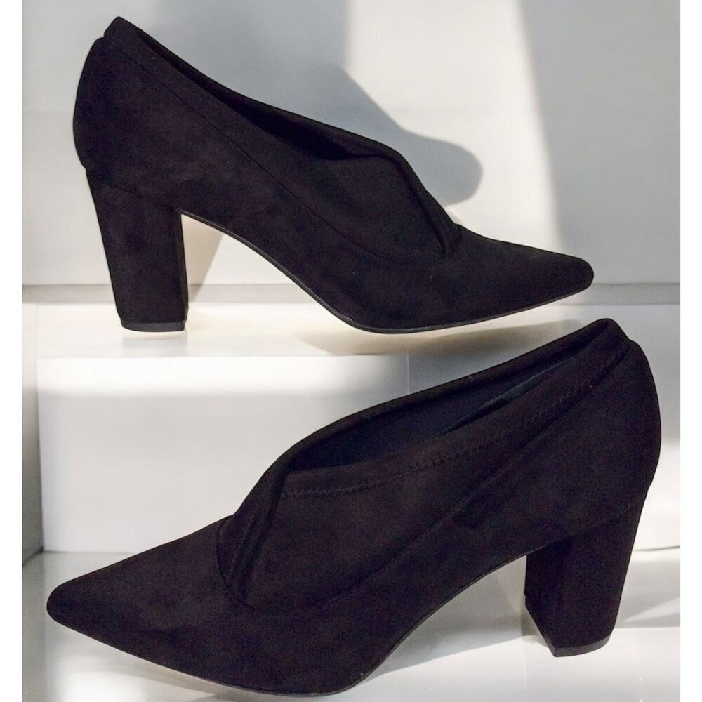 JON JOSEF Black Velvet‎ & Suede Leather Heels Loafers Shoes Women's 10M